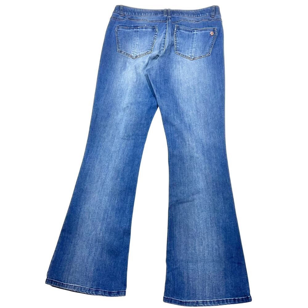 Democracy Ab Solution Jeans Women 12 Blue Dark Wash High Rise Flare Leg New - Picture 2 of 9